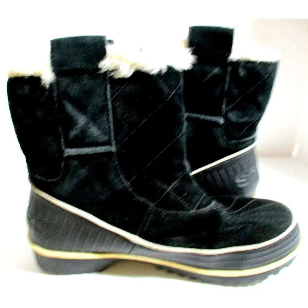 Sorel Women's Black Suede Ankle Winter Boots Size 8 READ